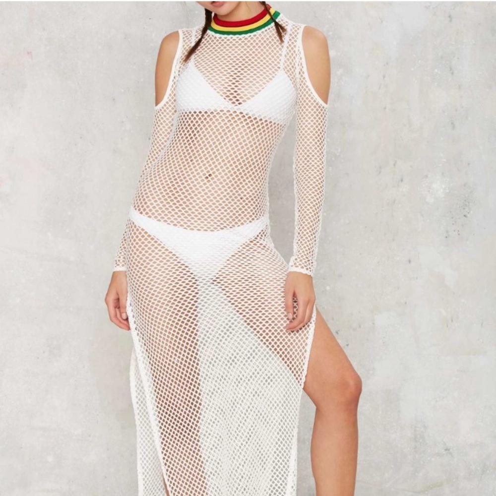 JADED LONDON Rasta Fishnet Maxi Dress - Size M